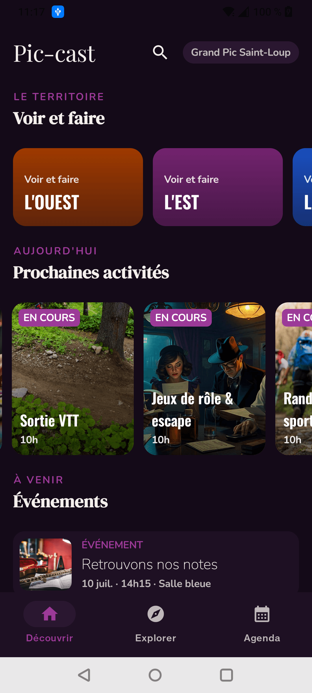 Aperçu de l'application pic-cast